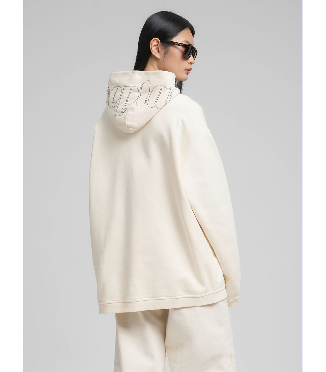 ロングオーバーサイズ刺しゅうフーディー 詳細画像 オフホワイト 3